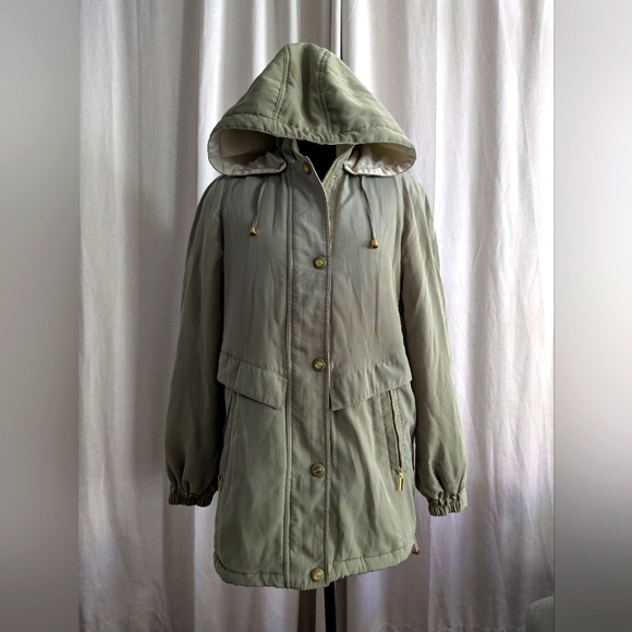 Classic Elements Green Utility Jacket with Hood, Water-Resistant Fabric- size S - Picture 1 of 9